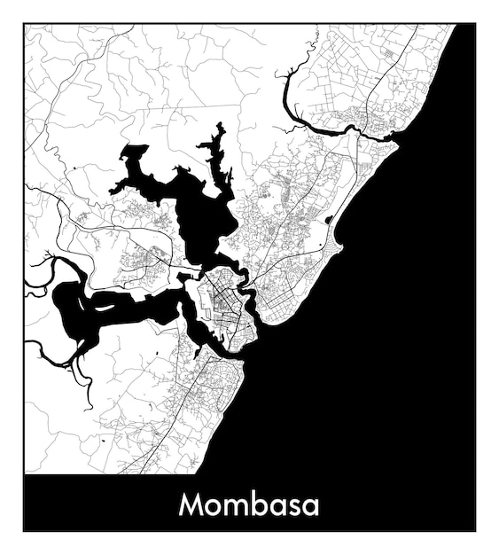 Premium Vector | Minimal city map of mombasa (kenya, africa)