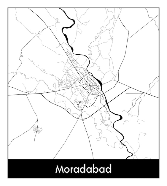 Premium Vector | Minimal city map of moradabad (india, asia)