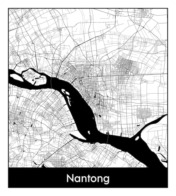 Premium Vector | Minimal city map of nantong (china, asia)