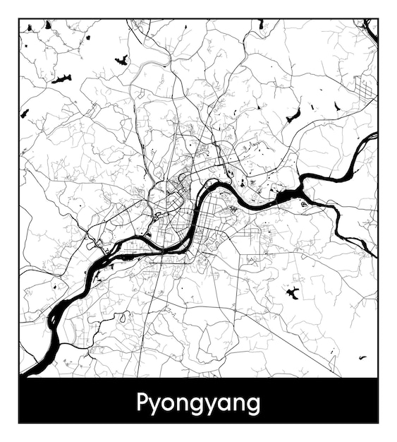 Premium Vector | Minimal city map of pyongyang (north korea, asia)