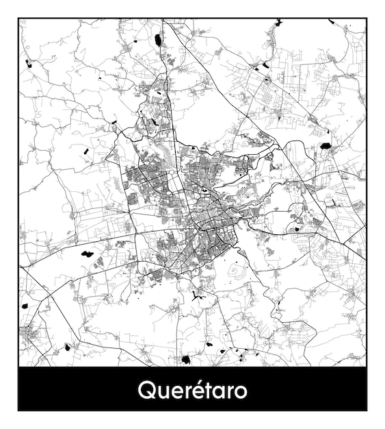 Premium Vector | Minimal city map of queretaro mexico north america