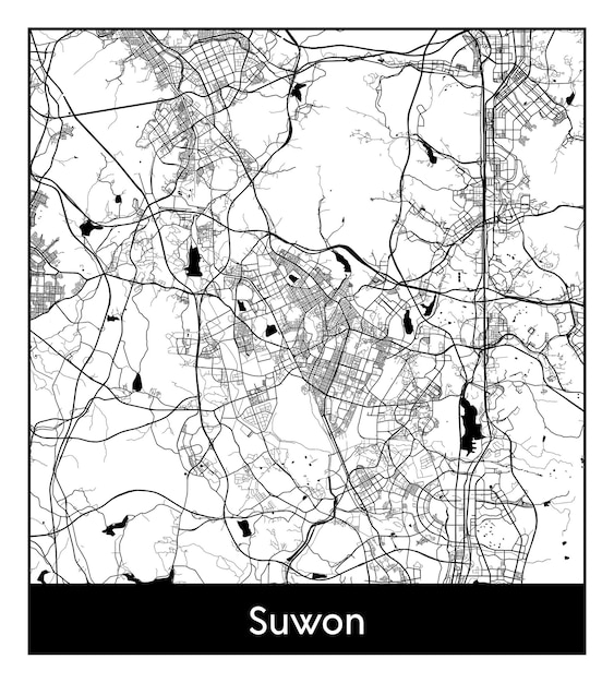 Premium Vector | Minimal city map of suwon (south korea, asia)