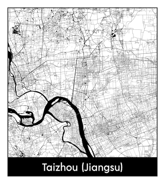 Premium Vector | Minimal city map of taizhou jiangsu china asia