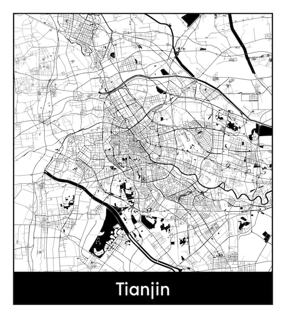 Premium Vector | Minimal city map of tianjin (china, asia)