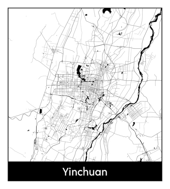 Premium Vector | Minimal city map of yinchuan (china, asia)