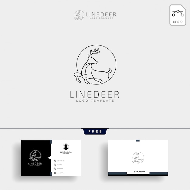 Download Free Minimal Deer Outline Logo Template With Business Card Premium Vector Use our free logo maker to create a logo and build your brand. Put your logo on business cards, promotional products, or your website for brand visibility.