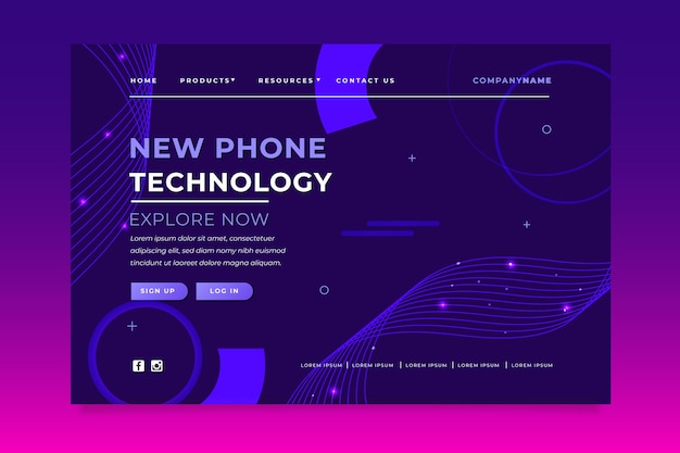 Minimal geometric landing page Free Vector