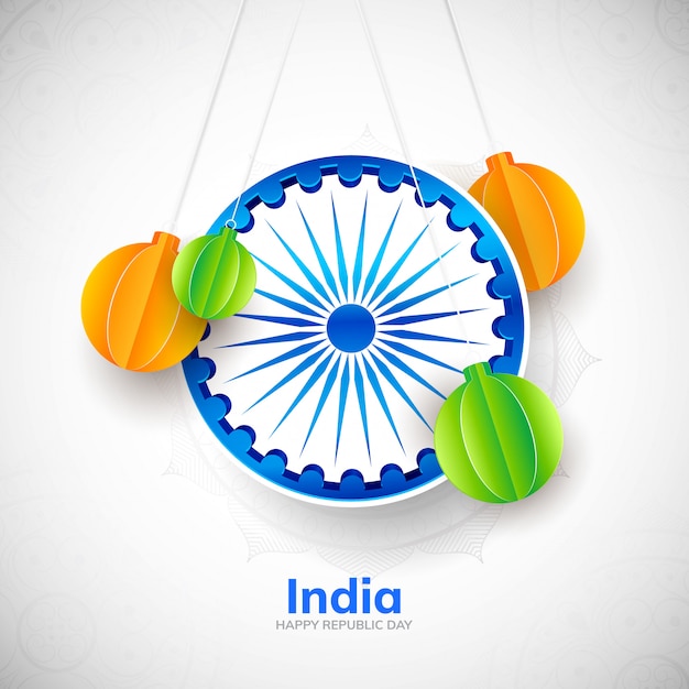 Download Minimal indian flag ashoka chakra hanging greeting card ...
