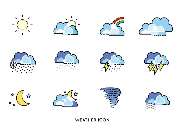 Minimal line forecast weather icon vector Premium Vector