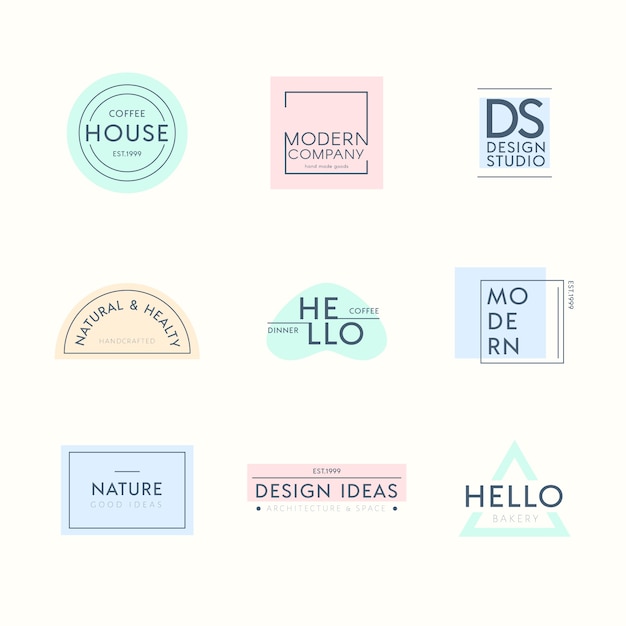 Download Free Minimal Logo Collection With Pastel Colors Free Vector Use our free logo maker to create a logo and build your brand. Put your logo on business cards, promotional products, or your website for brand visibility.
