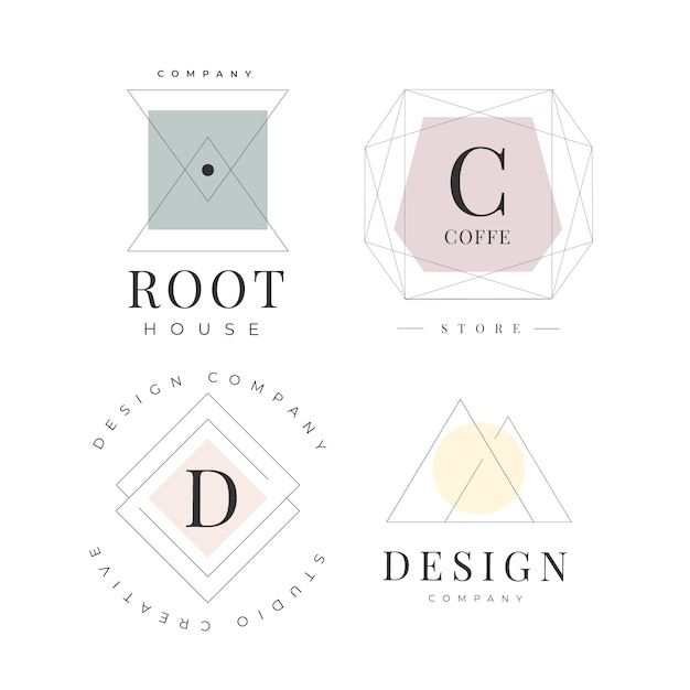 Download Free Minimal Logo Template Set With Pastel Colors Free Vector Use our free logo maker to create a logo and build your brand. Put your logo on business cards, promotional products, or your website for brand visibility.