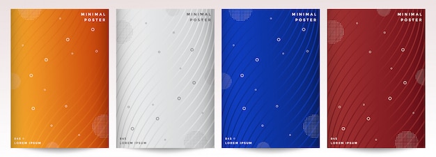 Minimal modern cover design with abstract geometric line background set Premium Vector
