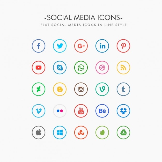 Download Minimal social media icons pack Vector | Free Download