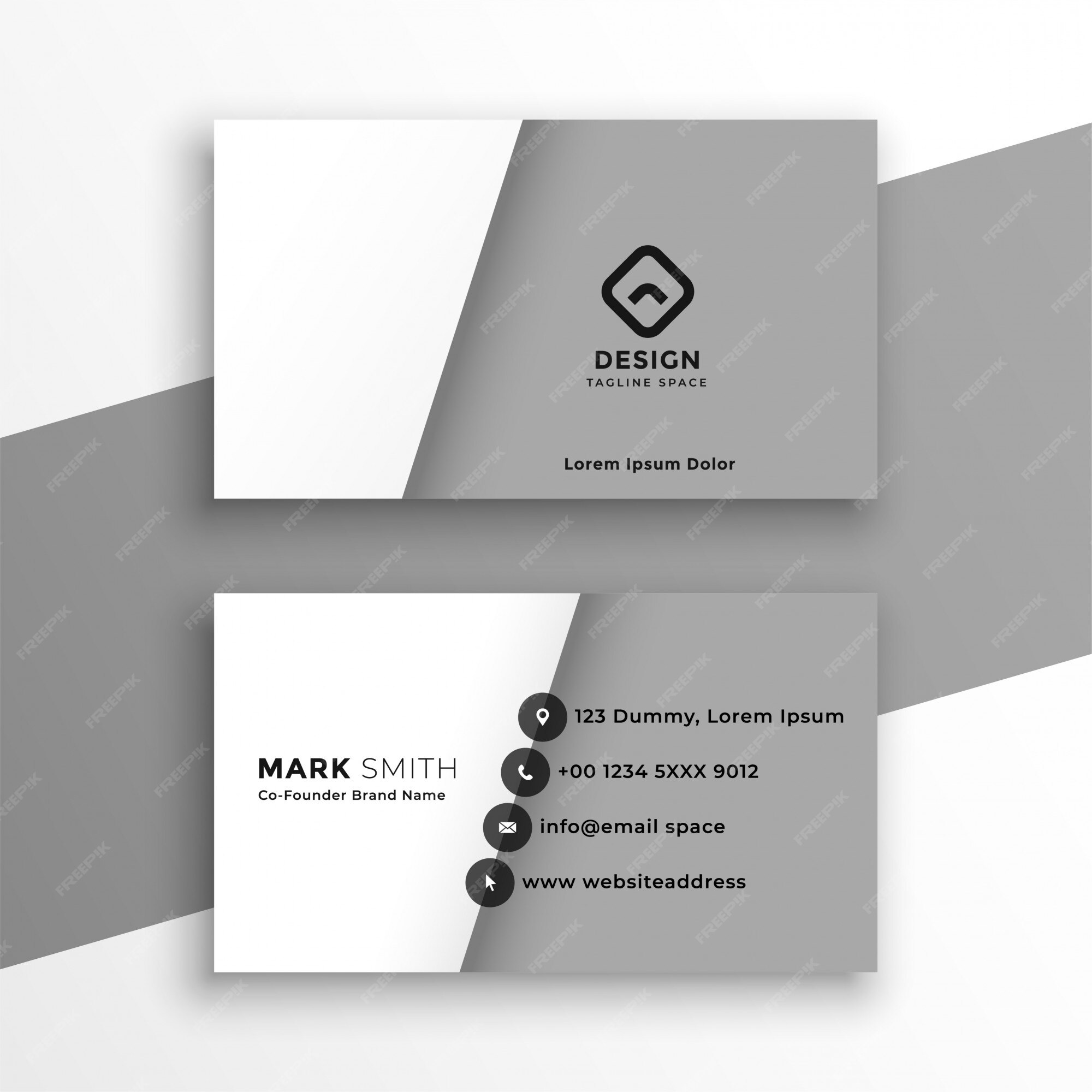 Free Vector | Minimal style white and gray business card