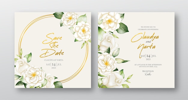 Premium Vector | Minimal wedding social media post white floral