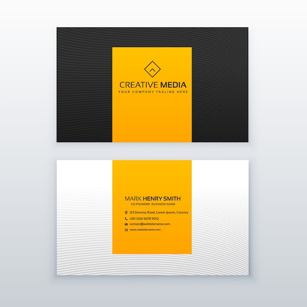 Minimal yellow and black business card\
design