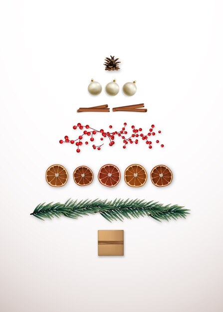 ミニマリストの抽象的なクリスマスツリーのシルエット プレミアムベクター