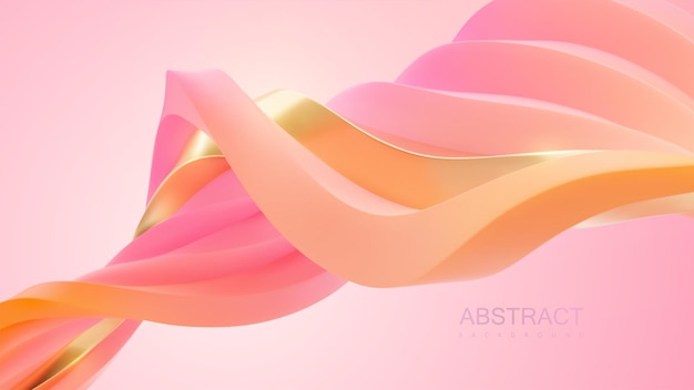 波状の絡み合ったパステルピンクの形のミニマリストの抽象的な壁紙 プレミアムベクター