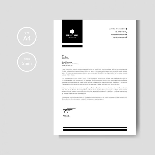 Minimalist Black Letterhead Layout Template Modelo De Layout Papel | My ...