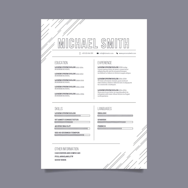 free-vector-minimalist-cv-template-concept