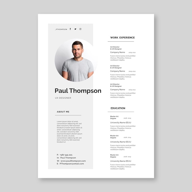 Free Vector | Minimalist cv template concept