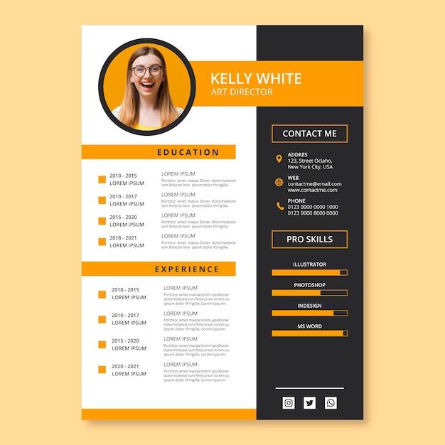Free Vector Minimalist cv  template  with photo space