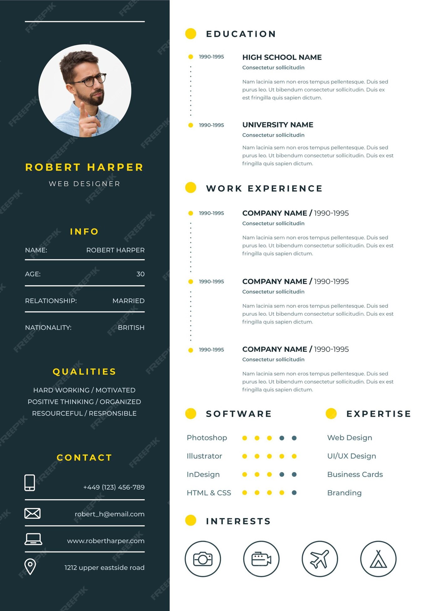 Premium Vector | Minimalist cv template