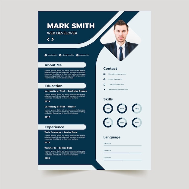 Free Vector Minimalist cv  template 