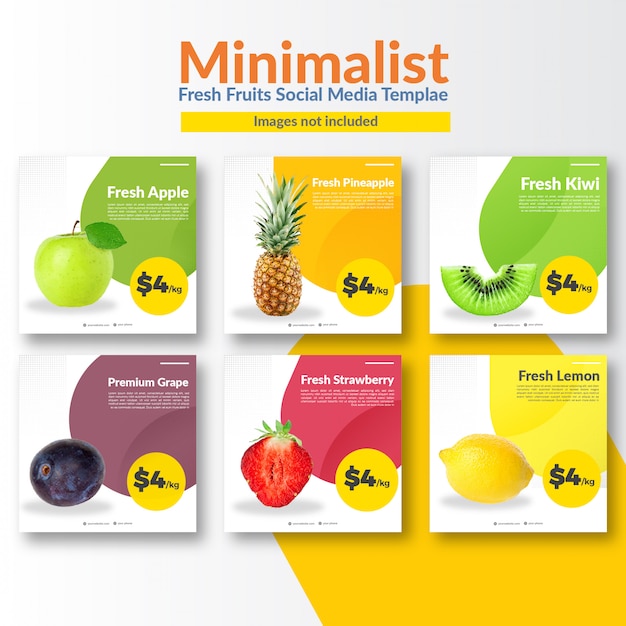 Minimalist fruits shop social media template Premium Vector