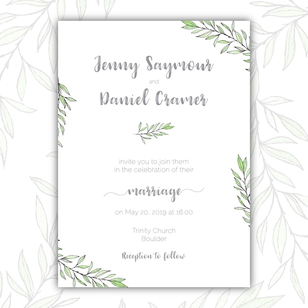 Free Vector Minimalist green and white wedding invitation