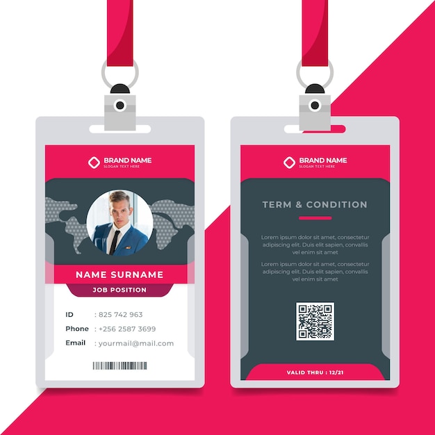 Minimalist id cards template with photo Free Vector