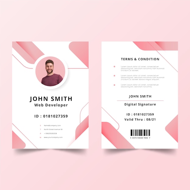 Minimalist id cards template with picture Free Vector