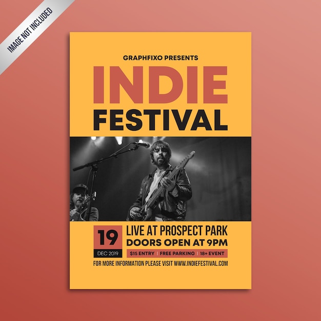 Premium Vector Minimalist Indie Rock Music Festival Poster Template