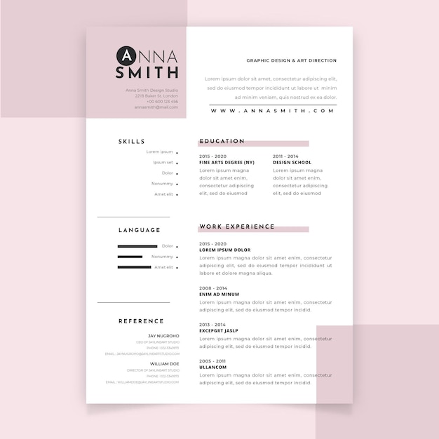 Free Vector | Minimalist pastel curriculum vitae template