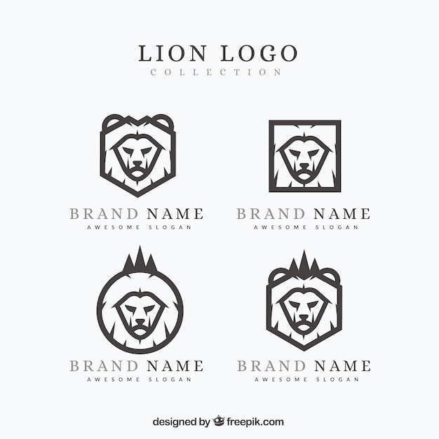 Premium Vector Minimalist Set Of Lion Logos