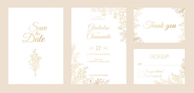 Premium Vector | Minimalist wedding invitation card template design ...