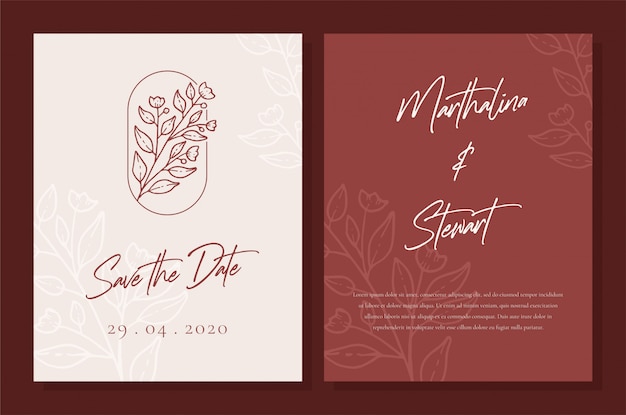 Premium Vector Minimalist wedding invitation card