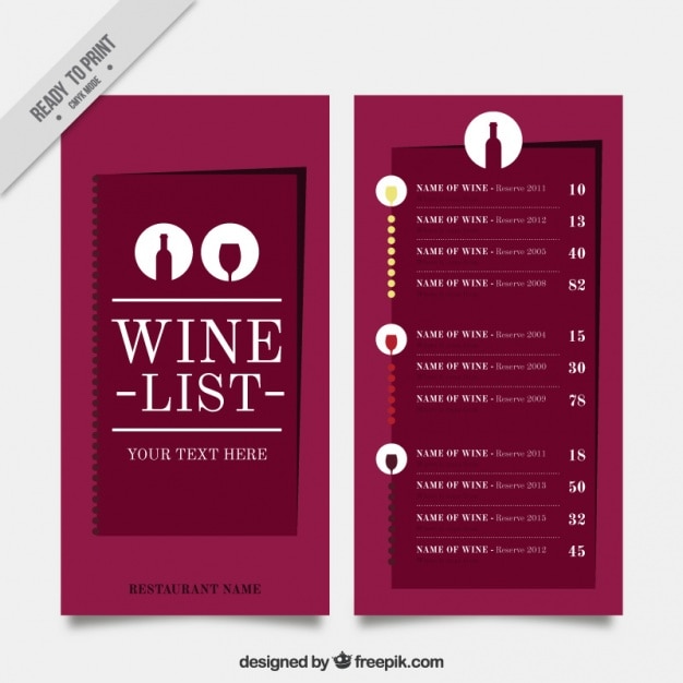 Minimalist wine list