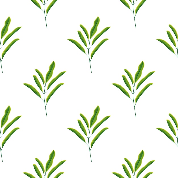 Premium Vector | Minimalistic green leaf branches seamless pattern in ...