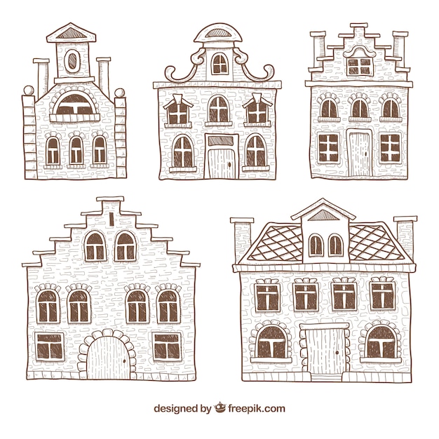 Free Vector | Minimalistic hand drawn houses