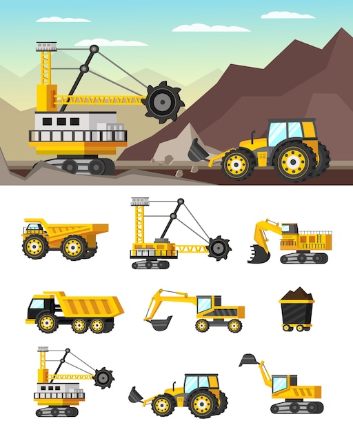 Download Free Vector | Mining industry orthogonal concept ...