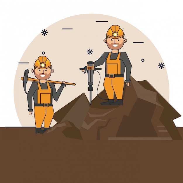 Premium Vector | Mining workers cartoon