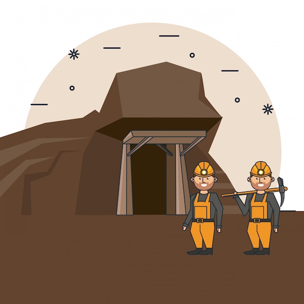 Premium Vector | Mining workers cartoon