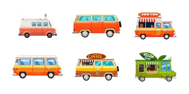 Premium Vector | Minivan set. cartoon set of minivan