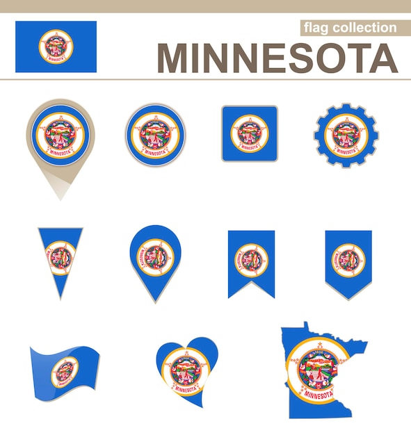 Premium Vector | Minnesota Flag Collection, Usa State, 12 Versions