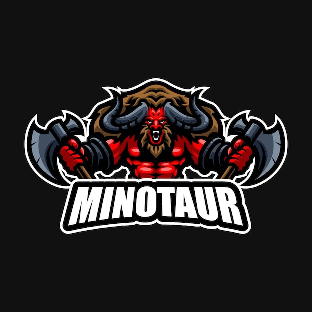 Premium Vector | Minotaur esport mascot cartoon logo vector template