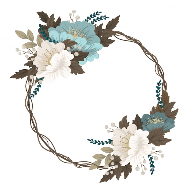 Free Vector | Mint green floral wreath border