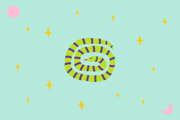 かわいいヘビのイラストとミントグリーンの壁紙ベクトル 無料のベクター