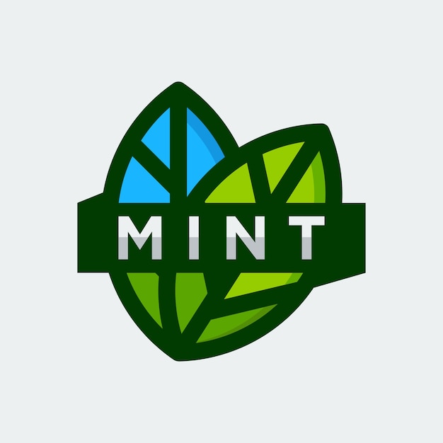 Mint leaf logo template | Premium Vector