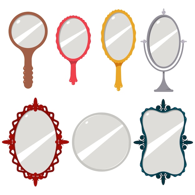 Premium Vector | Mirror cartoon set isolated on a white background.